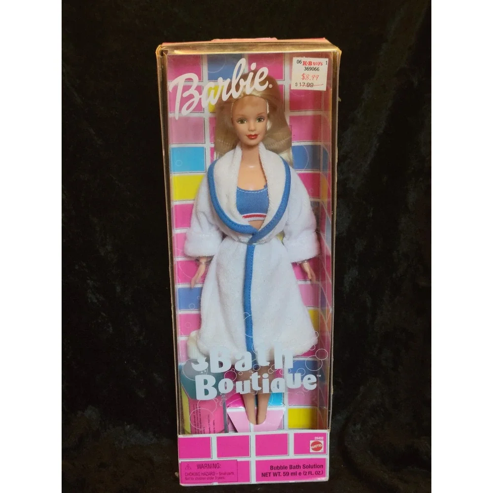 Vtg 2001 Mattel Barbie Bath Boutique Doll 29402 White Robe Bubble Bath NIB